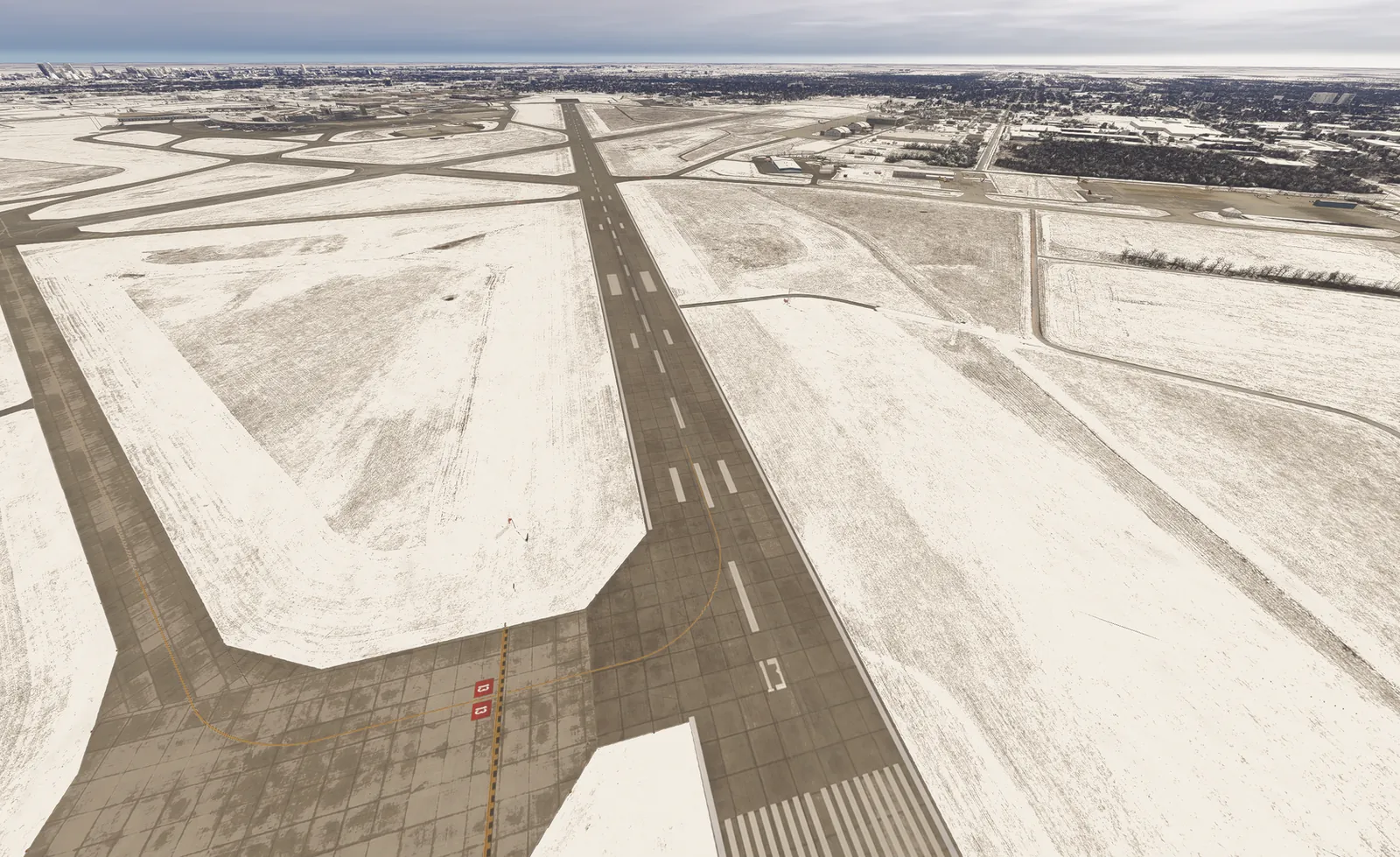 Snow-covered runway on the digital twin