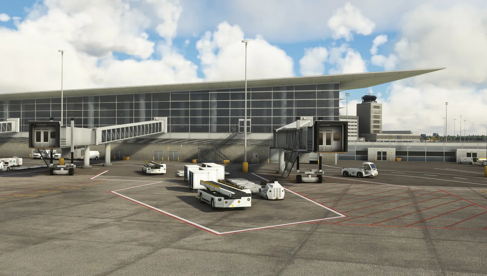 Ground support equipment staged at the Winnipeg terminal